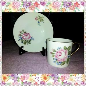 VINTAGE OKURA YOSHIKO JAPAN FLORAL CUP & SAUCER